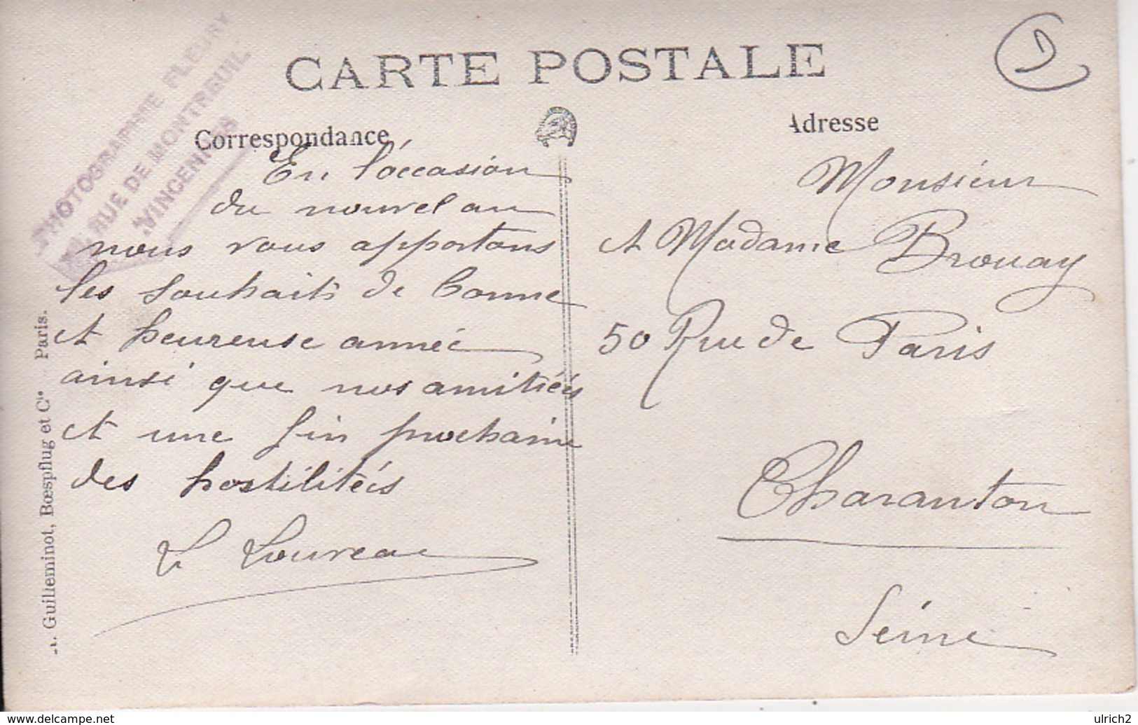 CPA Photo Un Couple - Vincennes - Ca. 1910 (27778) - Paare