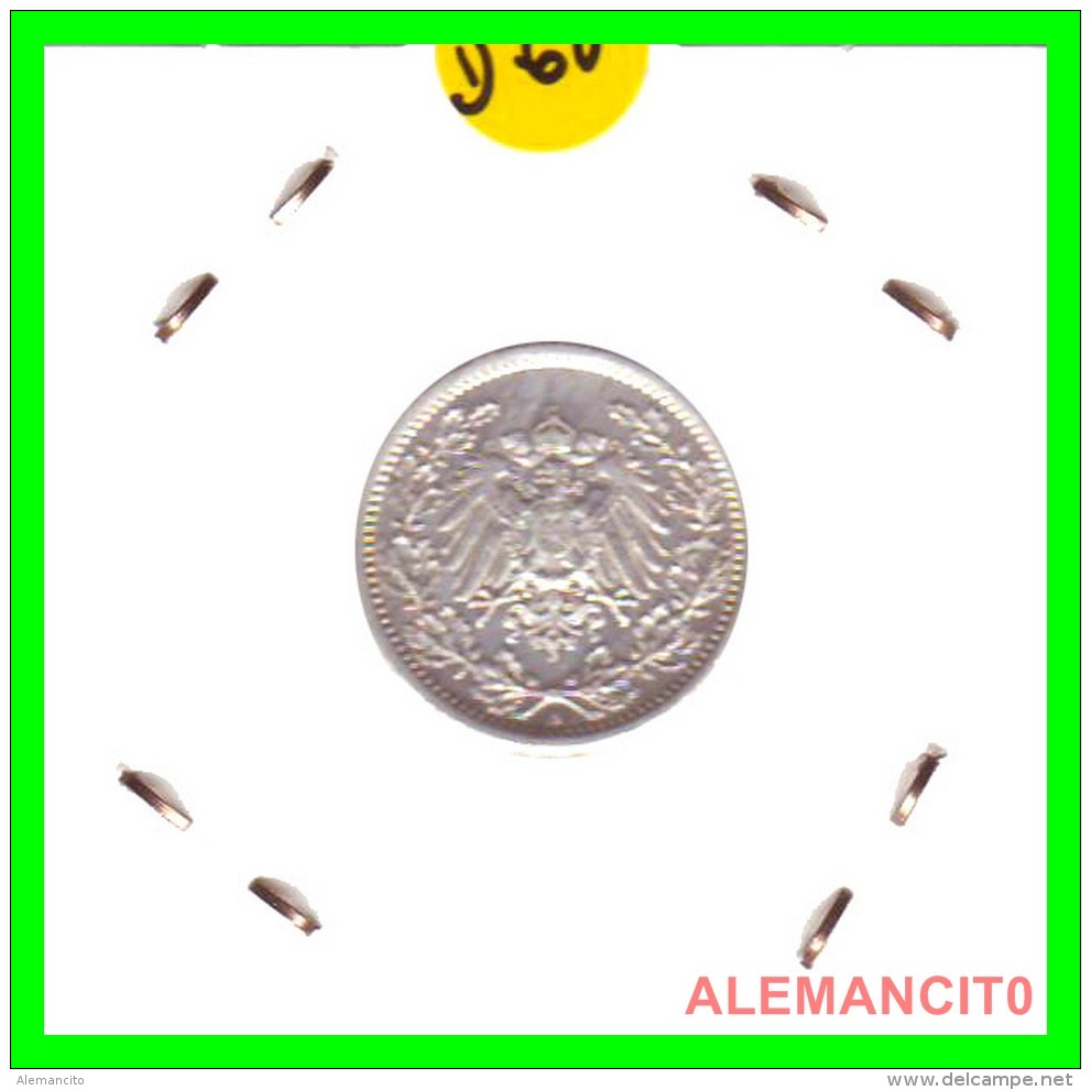 GERMANY  -  IMPERIO - DEUTSCHES REICH - 1/2  MARK  SILVER . AÑO 1907-A  PLATA - 1/2 Mark