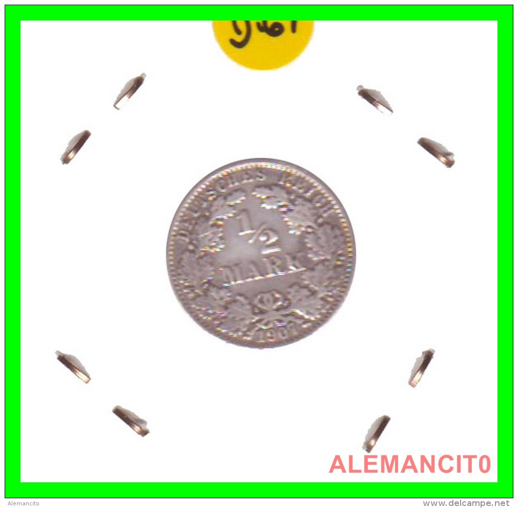 GERMANY  -  IMPERIO - DEUTSCHES REICH - 1/2  MARK  SILVER . AÑO 1907-A  PLATA - 1/2 Mark