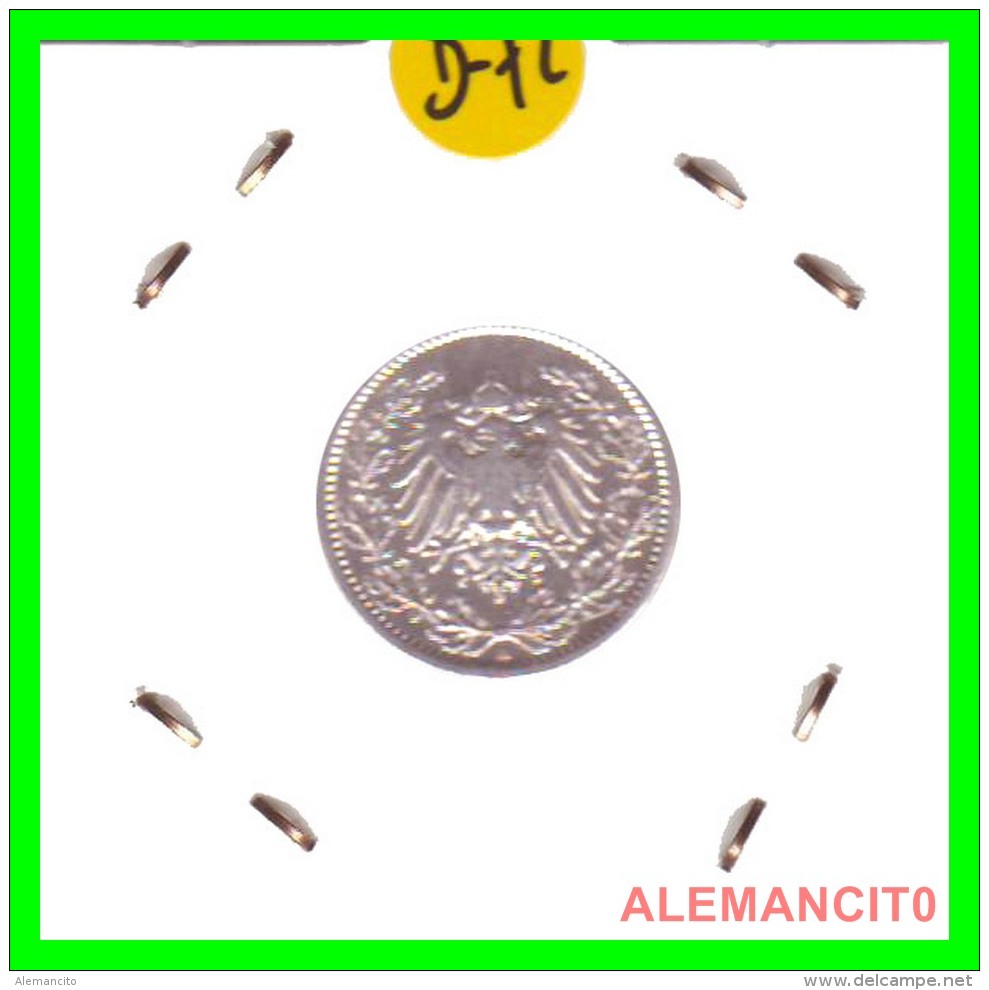 ALEMANIA - GERMANY  -  IMPERIO - DEUTSCHES REICH - 1/2  MARK  SILVER . AÑO 1909 -A  PLATA - 1/2 Mark