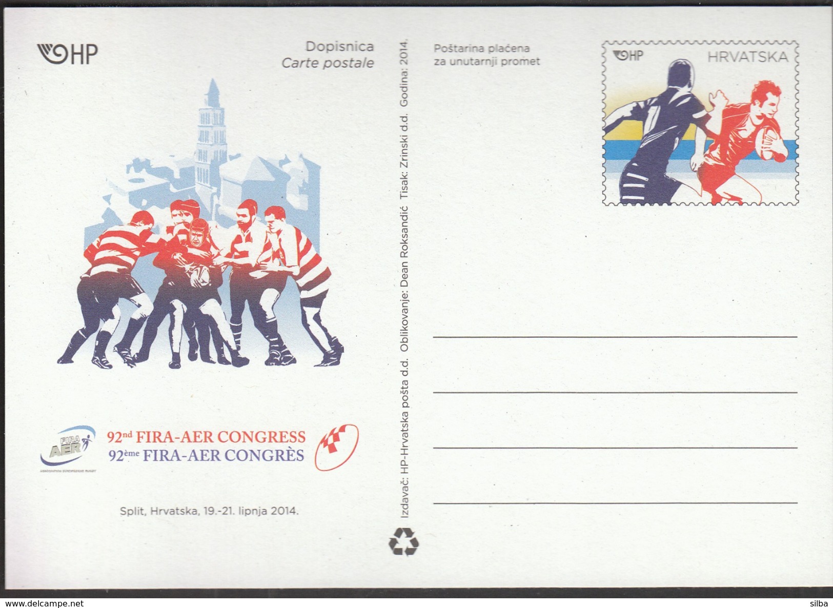 Croatia 2014 / Rugby / FIRA-AER Congress Split / Postal Stationery - Rugby