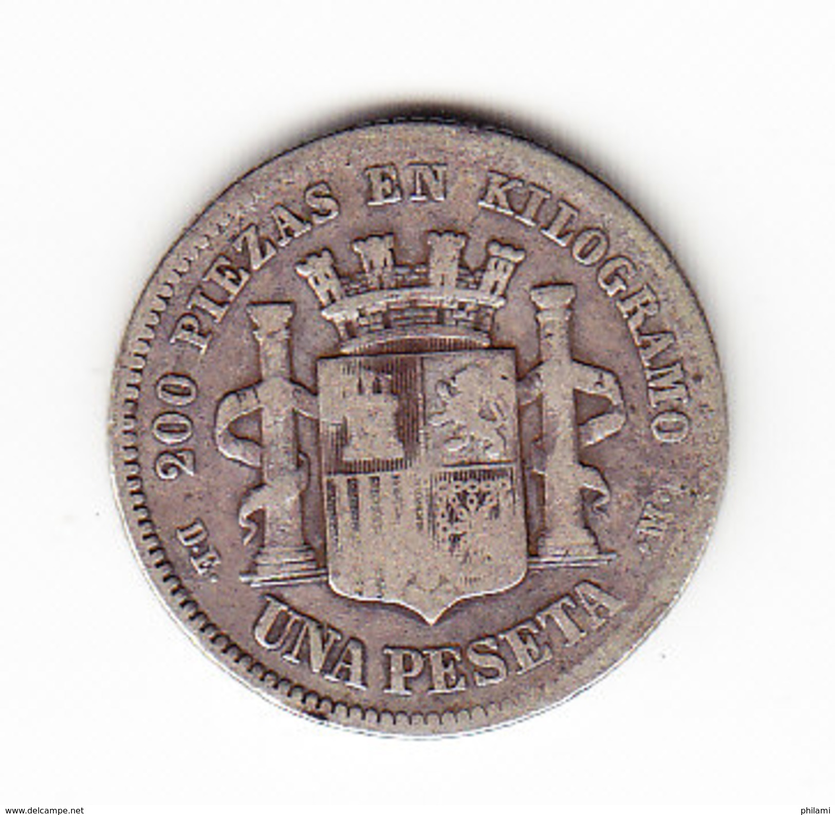 ESPAGNE  KM  653  1870 DEM, 1 PESETA SILVER.      ( 48 ) - Monnaies Provinciales