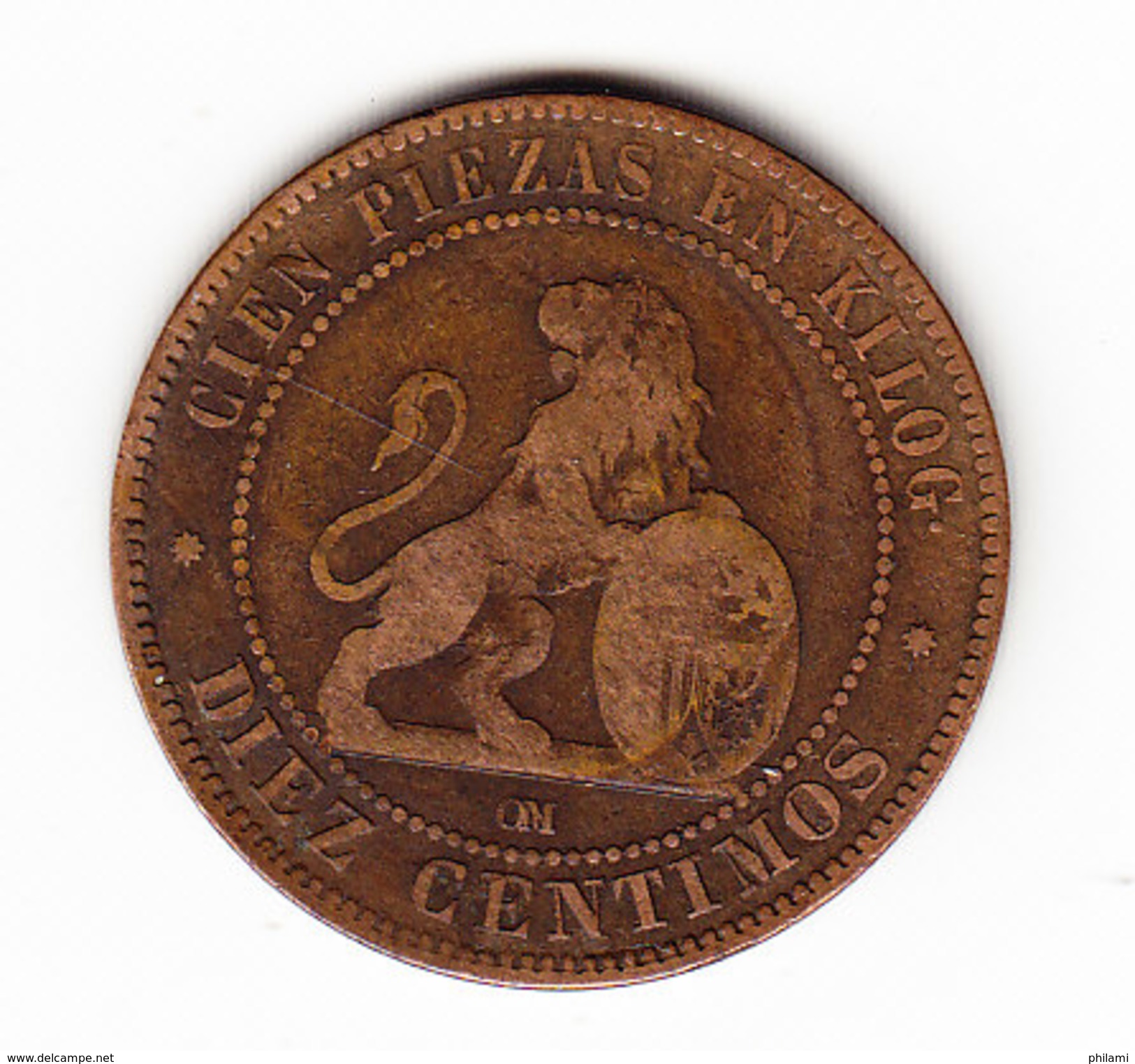 ESPAGNE  KM  662.3   1870  10 CENTIMOS.       ( 40 ) - Monnaies Provinciales