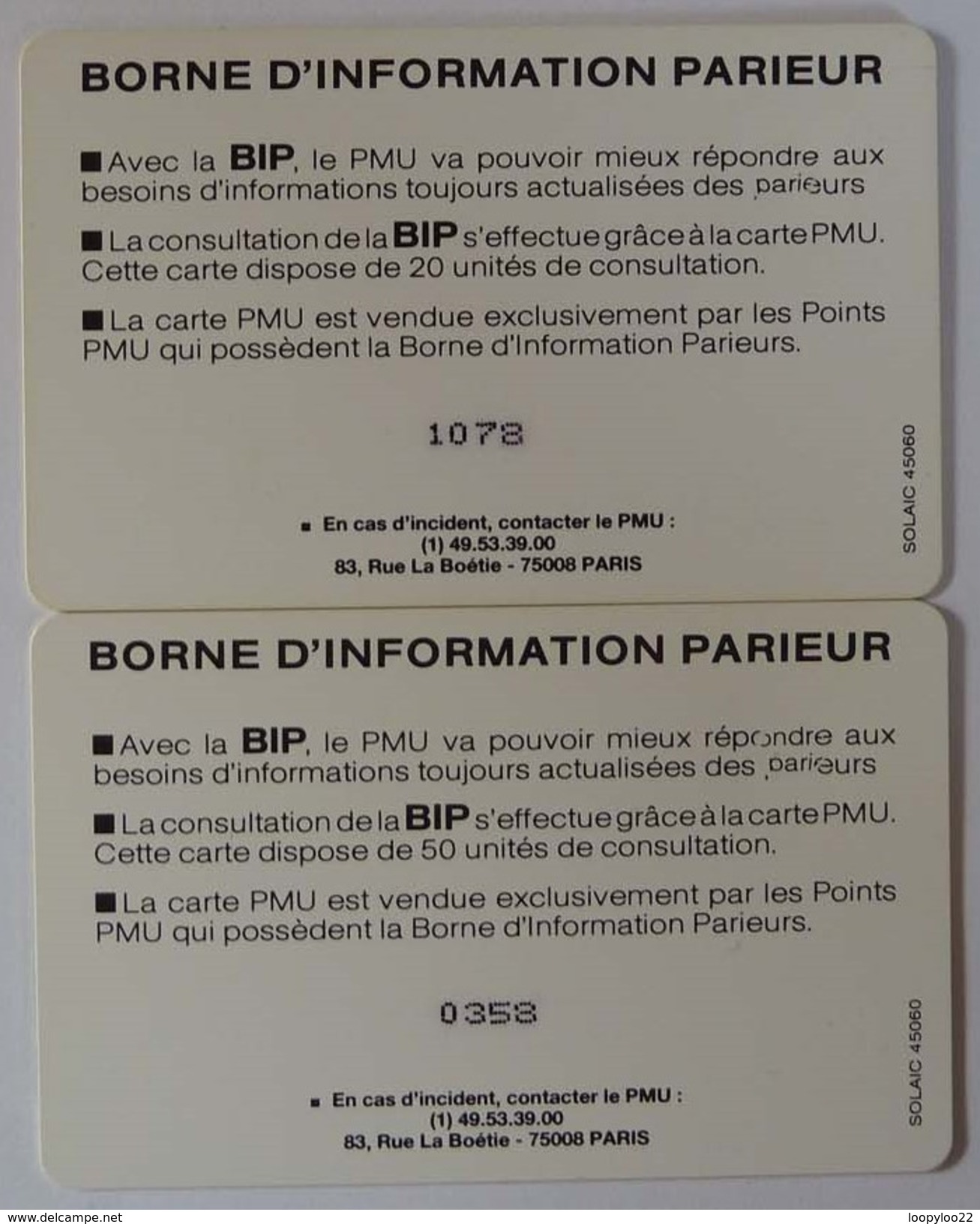 FRANCE - Soliac - Smart Card - 20 & 50 Units - PMU - BIP - - Telefoonkaarten Voor Particulieren