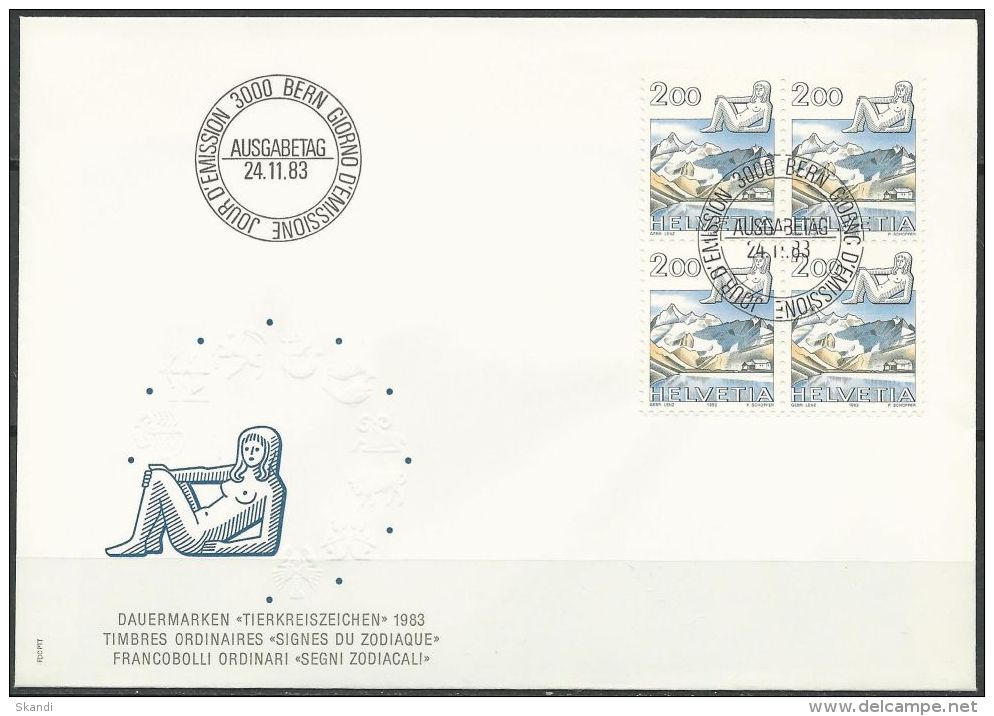 SCHWEIZ 1983 MI-NR. 1264 VIERERBLOCK FDC - FDC