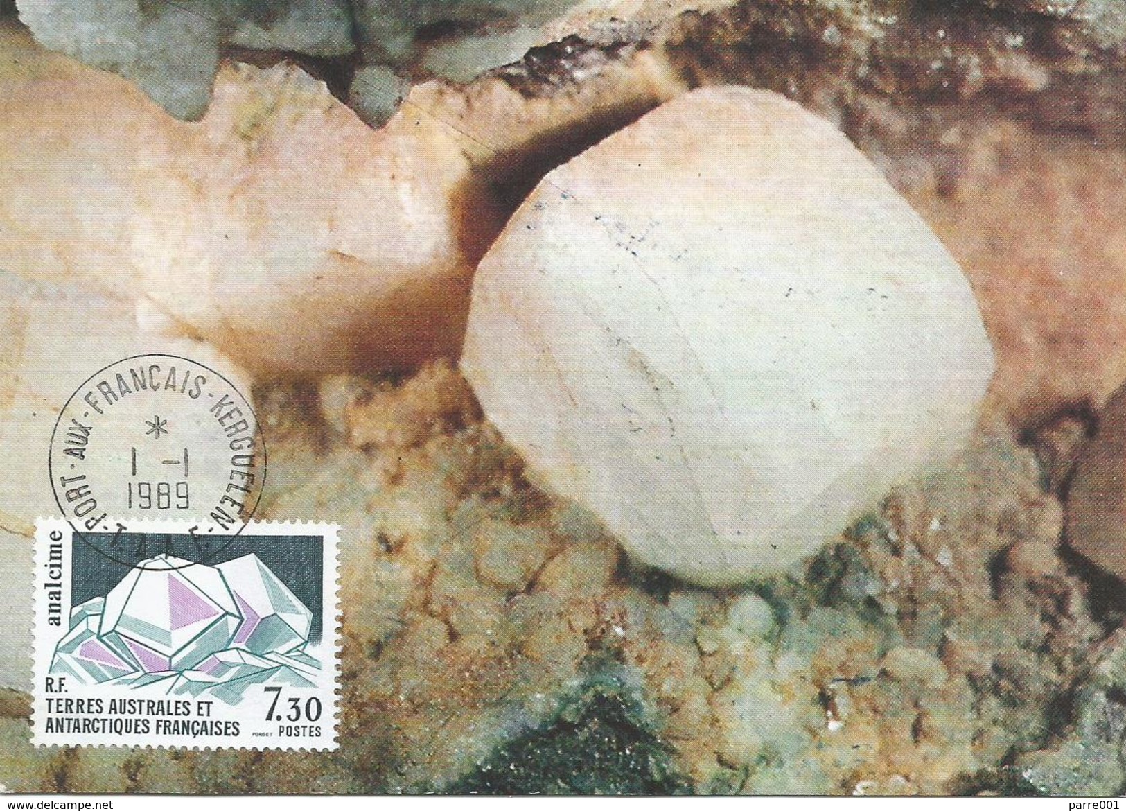 TAAF 1989 Port Aux Francais Mineral Analcime Maxicard - Mineralen