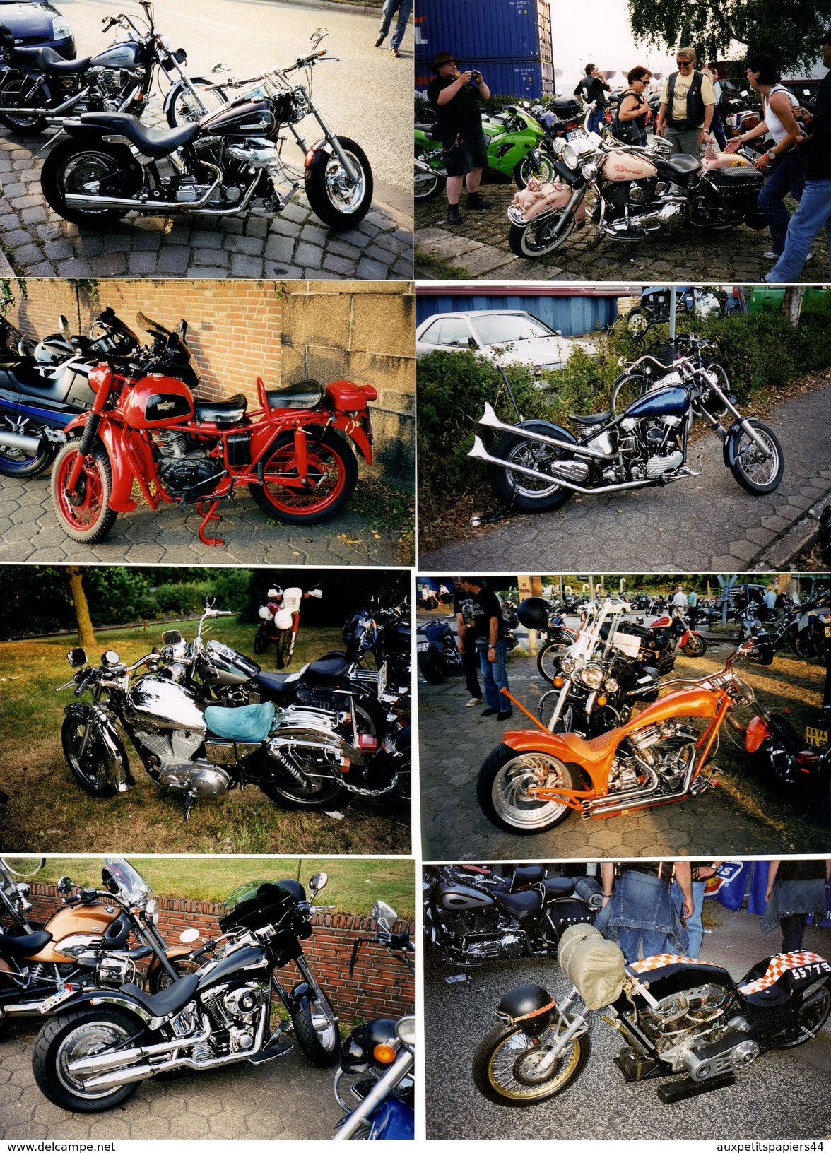 8 Photos Originales Motocyclisme - Moto Harley-Davidson - Motard - Motocyclettes De Grosses Cylindrées - Lot 3/14 - Cyclisme