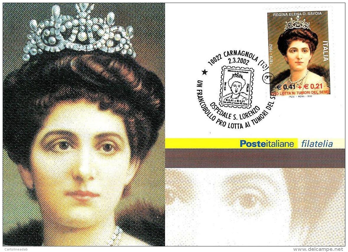 [MD0717] CPM - REGINA ELENA DI SAVOIA 1873-1952 - OSPEDALE S. LORENZO - LOTTA AI TUMORI - CON ANNULLO 2.3.2002 - NV - Altri & Non Classificati