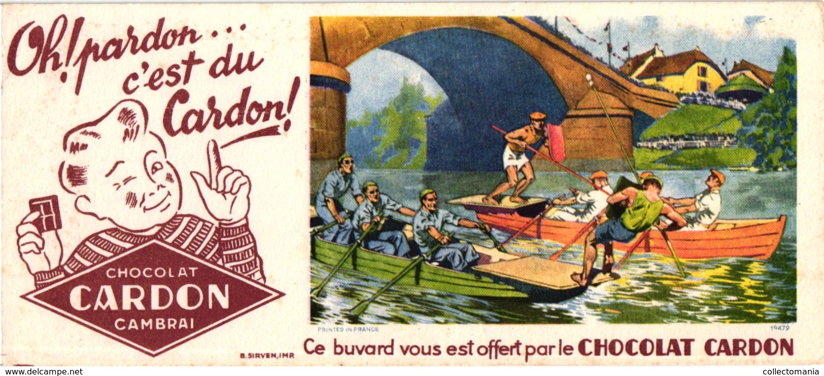 1Buvard Blotter Rowing Canotage Regatta Skiff Sculling Pub Choc Cardon 1 Trade Card Choc Aiglon - Rudersport