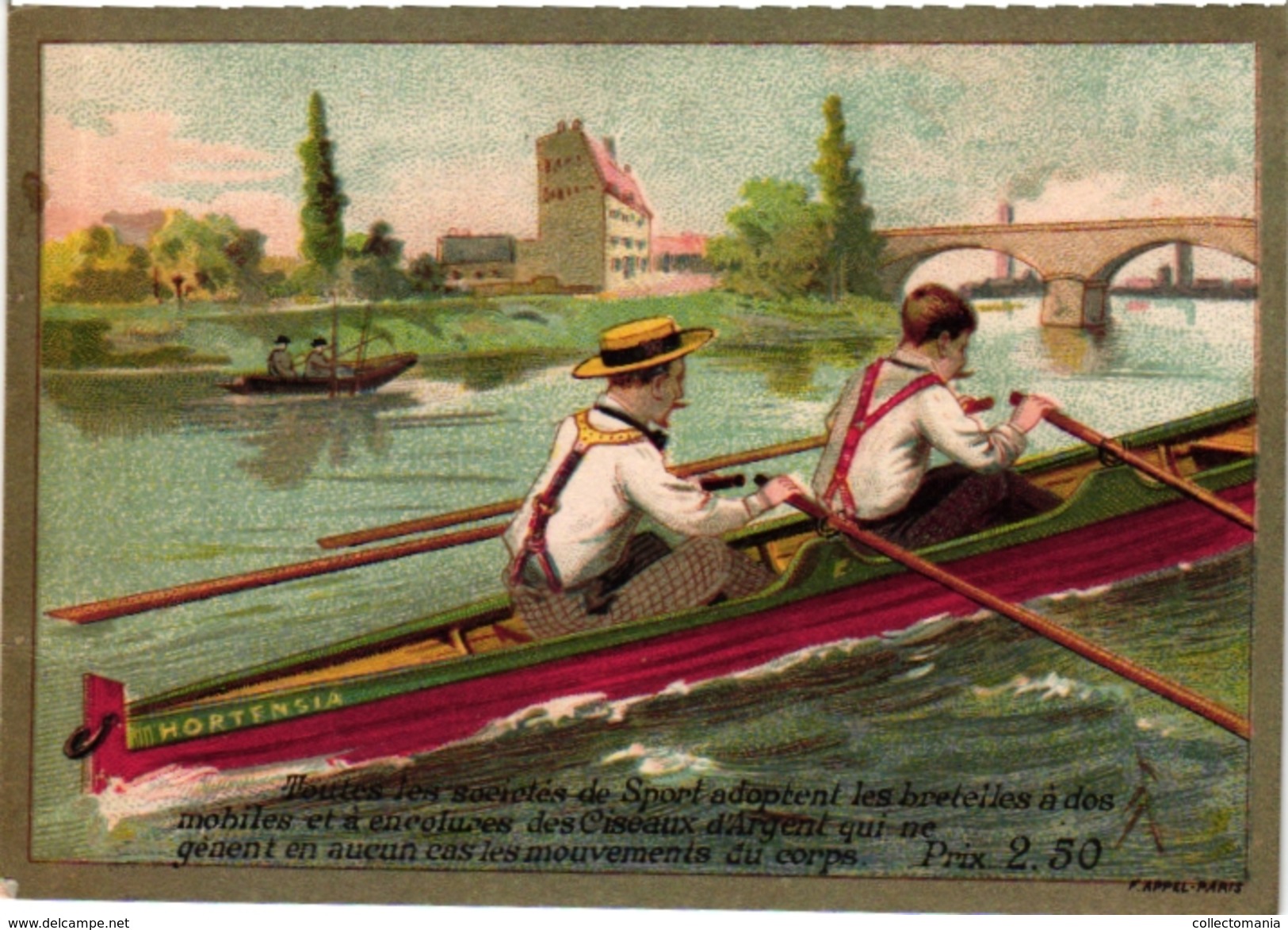 4 Trade Cards Chromo  Rowing Canot Regatta Skiff Sculling Pub Orléans Choc Ibled Chevalier Paris Imprimeur  APPEL C1890 - Rudersport