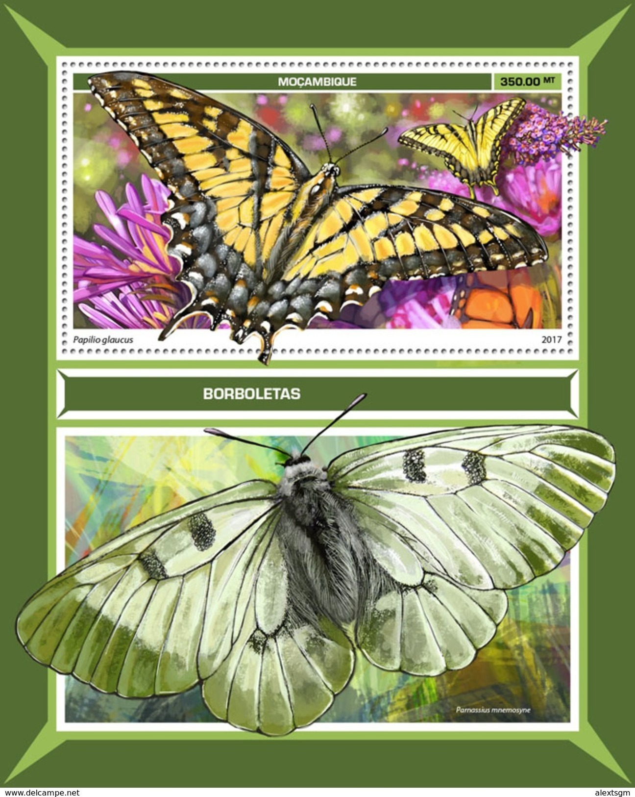 MOZAMBIQUE 2017 - Butterflies S/S. Official Issue - Butterflies