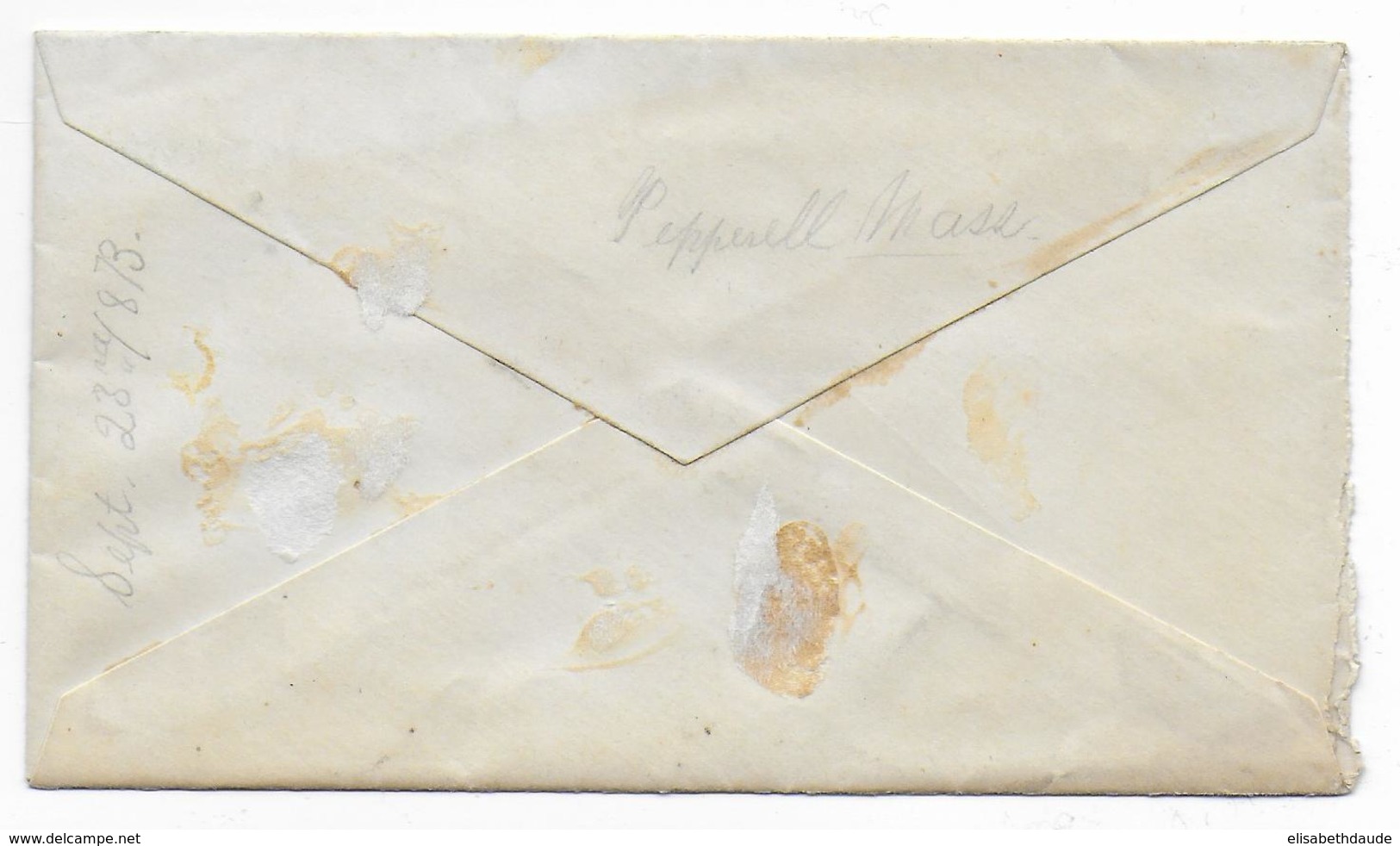 ETATS-UNIS - 1873 - YVERT N°41 ANNULE à La PLUME Sur ENVELOPPE De PEPPERELL (MASS.) - Marcophilie