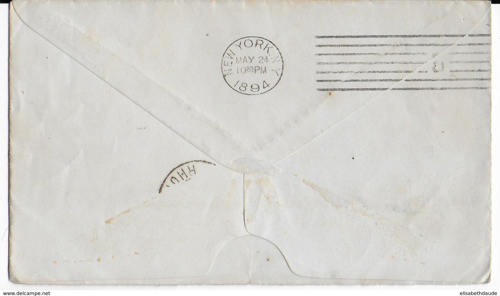 ETATS-UNIS - 1894 - YVERT N°74 SEUL Sur ENVELOPPE De WAVERLY => LYON - Lettres & Documents