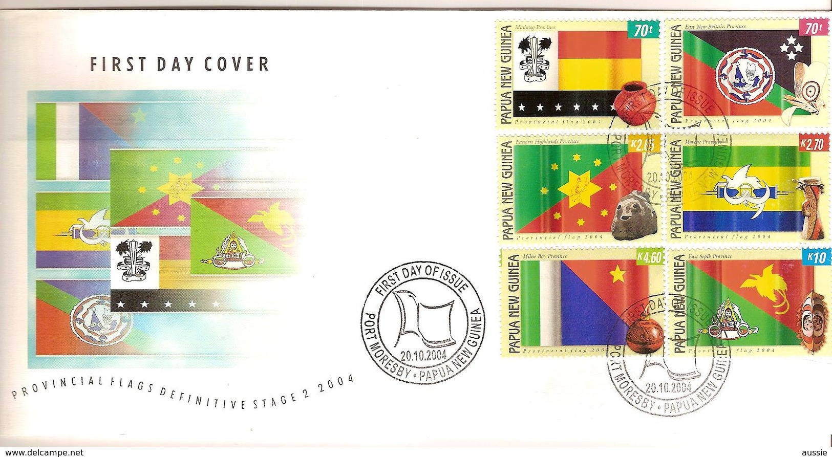 Papouasie Papua New Guinea 2004 FDC Yvert 1032-1037 (°) Oblitéré Used  Cote 21 Euro Drapeaux Vlaggen Flags - Papouasie-Nouvelle-Guinée