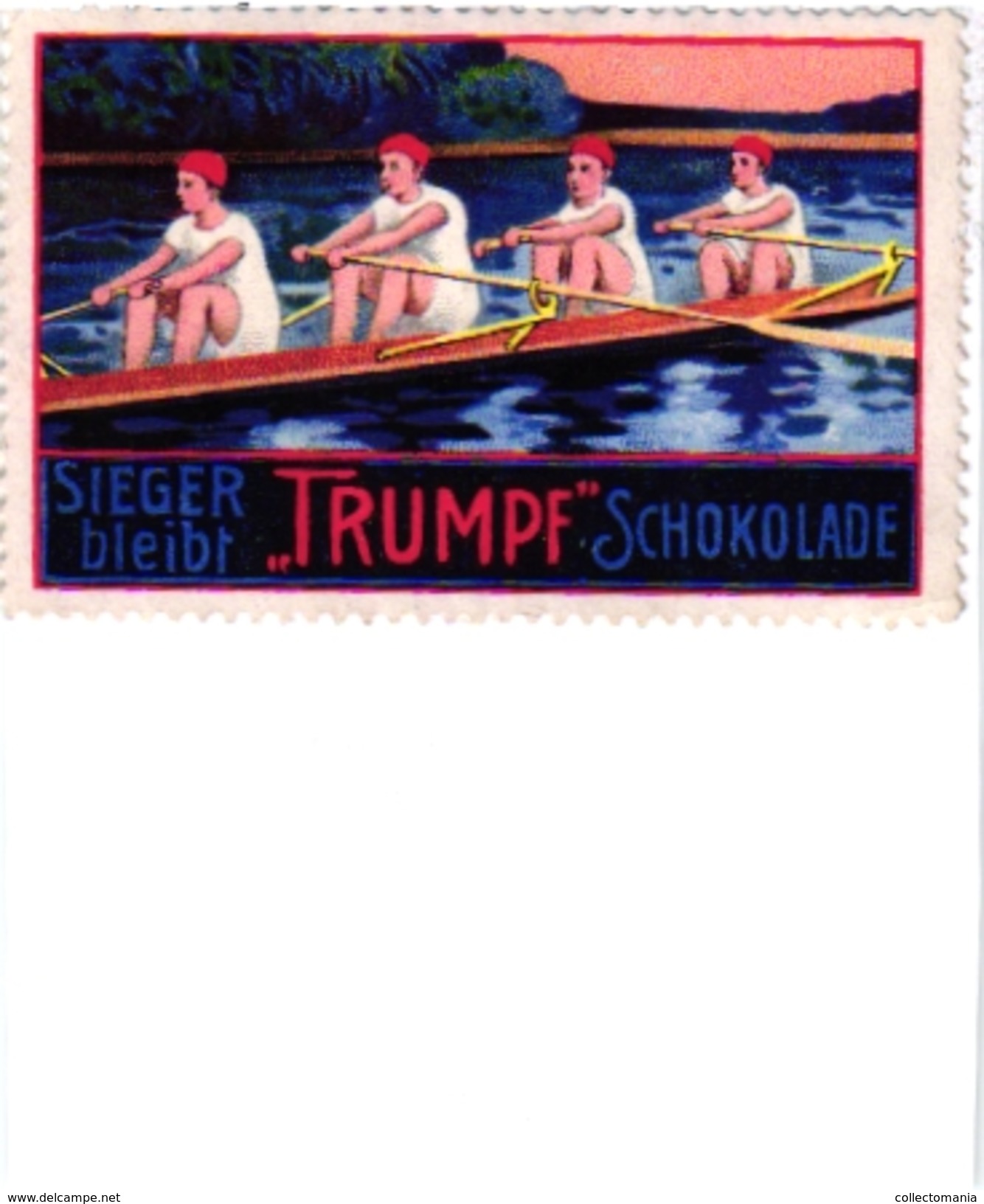 2 Poster Stamps Cinderella Rowing Canotage Regatta Skiff Sculling Pub  Schocolade Trumpf Boon's Cacao Wormerveer - Canottaggio