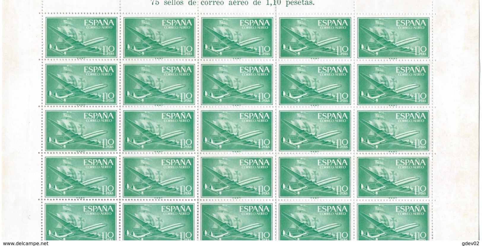 ES1173-A973TTAAV.Spain Espagne.AVION.BARCO SUPER-CONSTELLATION Y NAO SANTA MARIA 1955/56.(Ed.1173**)BL 200 - Aviones
