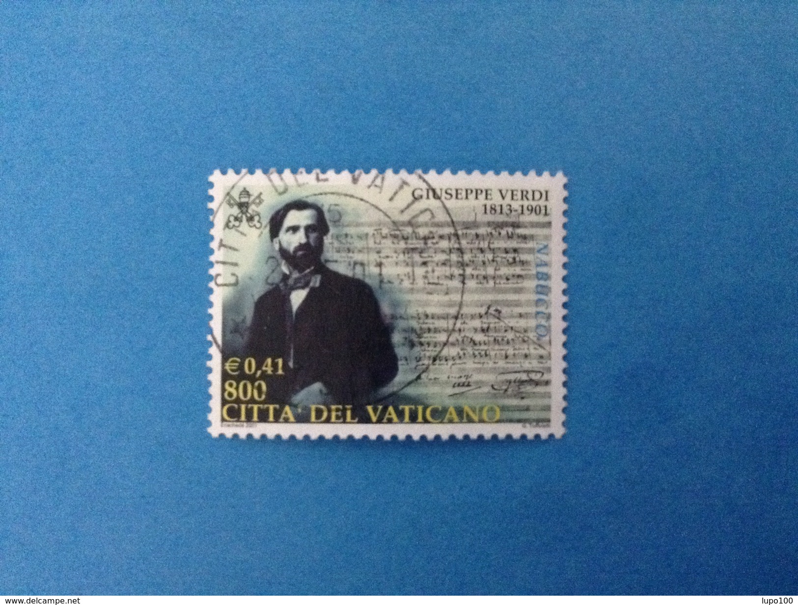 2001 VATICANO FRANCOBOLLO USATO STAMP USED - Giuseppe Verdi Da 800 Lire 0,41 - - Usati