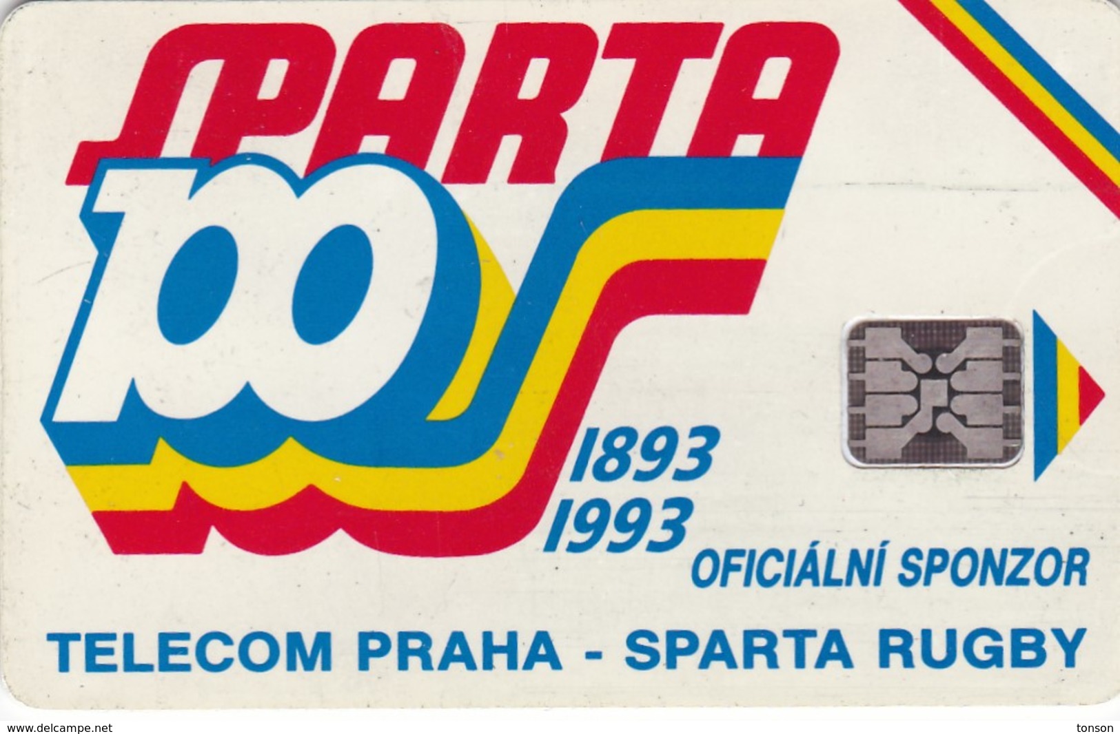 Czechoslovakia, CS-CSF-PUB-0016B, Sparta Praha Rugby - 100 Let, 2 Scans.    Chip : SC5  SB  Dark Blue Back - Checoslovaquia