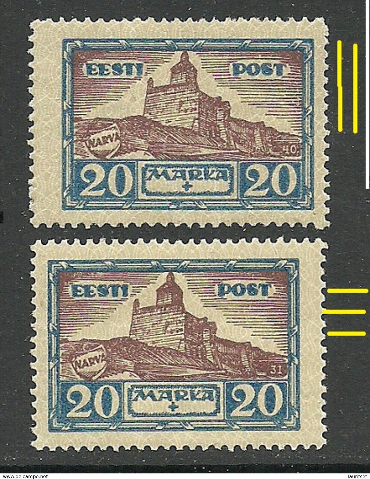 Estland Estonia 1927 Michel 66 Beide WZ-Typen MNH - Estonie