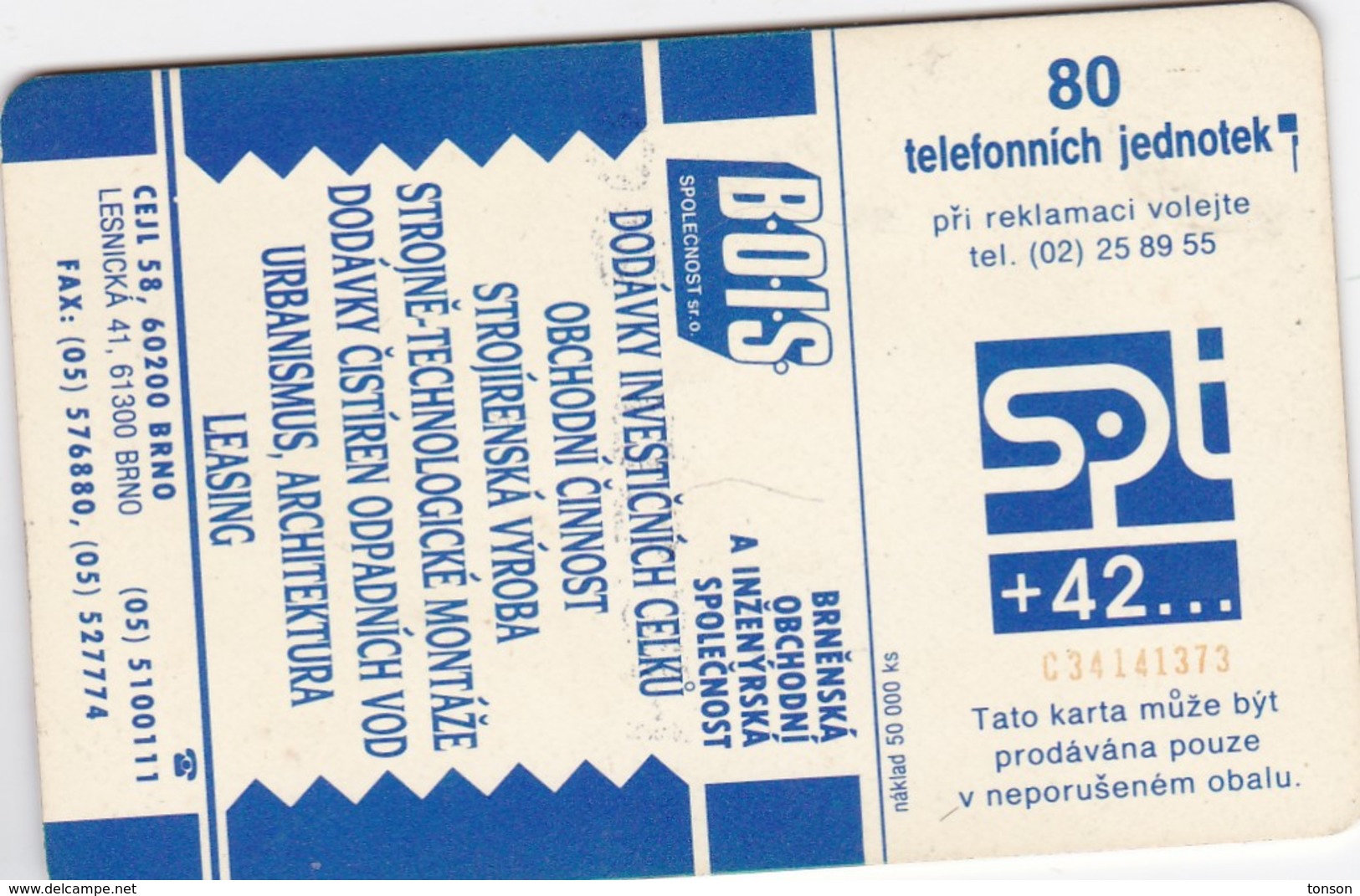 Czechoslovakia, CS-CSF-PUB-0026, Promotion - Company Bois, 2 Scans. - Checoslovaquia