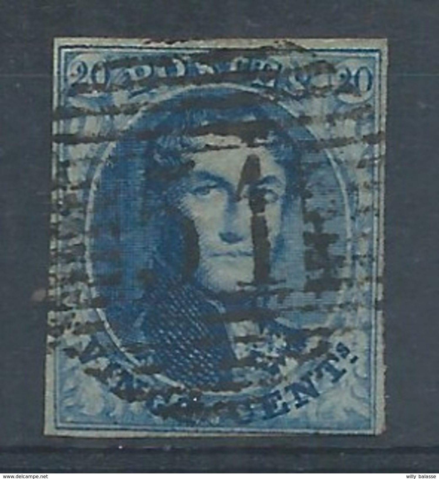 N°7, 20c Bleu Margé P51 GRAMMONT Centrale Et Droite - 1851-1857 Médaillons (6/8)