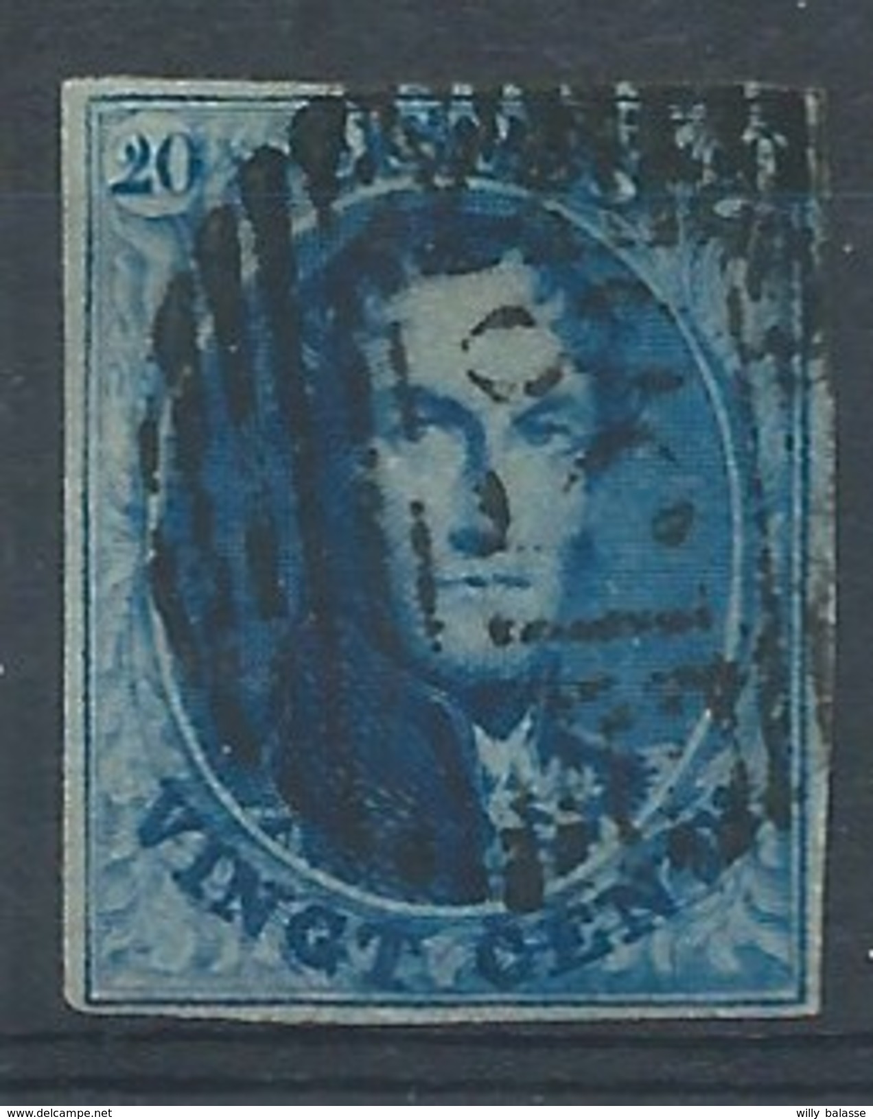 N°11, 20c Bleu Bien Margé P158 Ecaussines - 1858-1862 Médaillons (9/12)