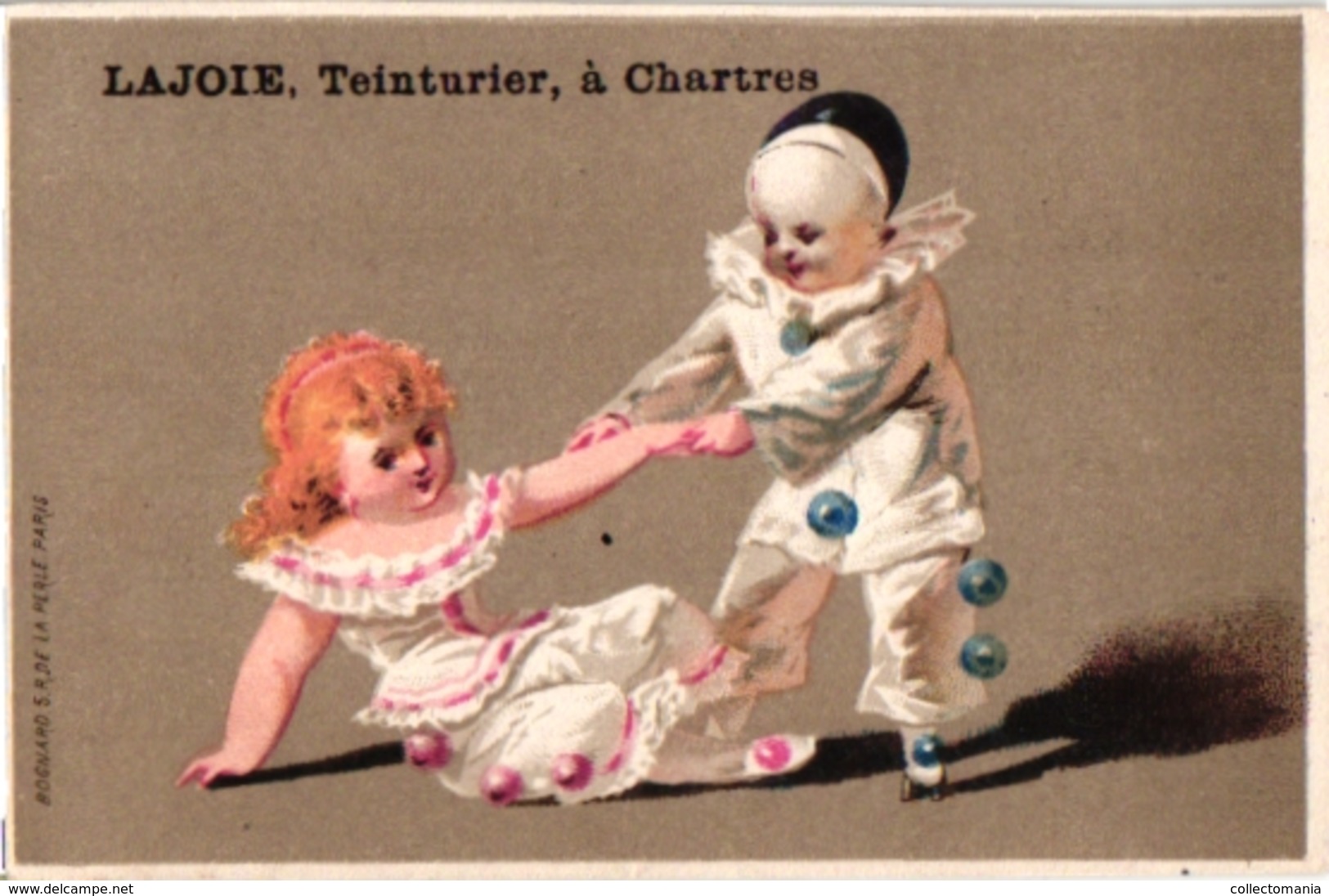 3 Trade Cards Chromo Roller Skate Patinage à Roulettes Rollschuh Litho 1880 Pub Lajoie Chartres Imp BOGNARD Pierrots - Skating (Figure)