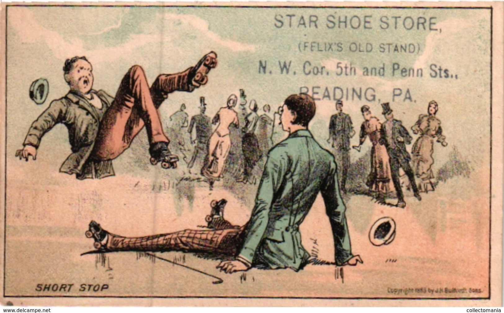 6Trade Cards Chromo Roller Skate Patinage à Roulettes Rollschuh Litho C1900 Pub Reading Soaps Roller Skating Rink 1882 - Altri & Non Classificati