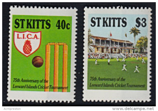 B5307 ST KITTS 1988, SG 261-2 75th Anniv Leeward Islands Cricket Tournament,  MNH - St.Kitts E Nevis ( 1983-...)