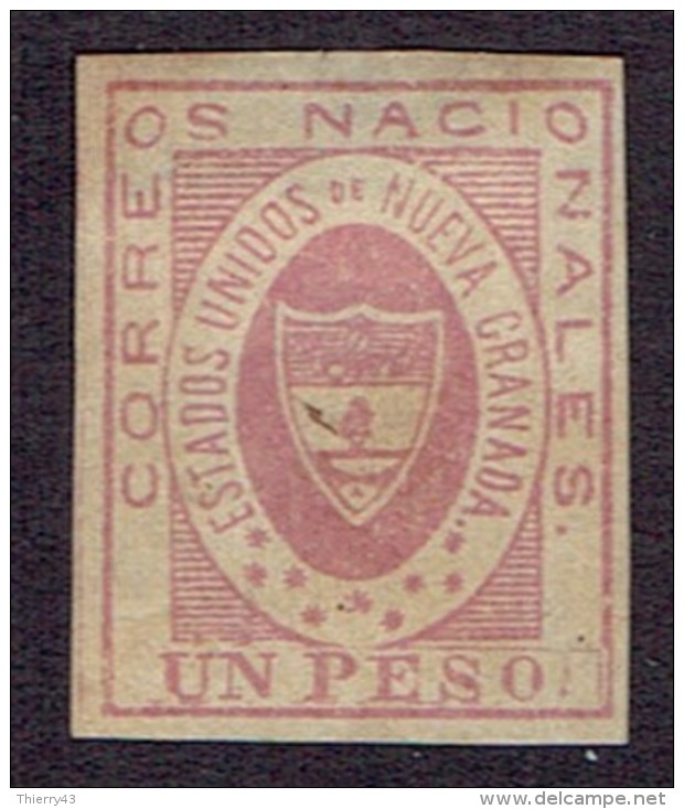 Colombia  1861- 1  Peso  Roselila - Y&amp;T 14    Mi. 13  MH, Ungebraucht - Colombia