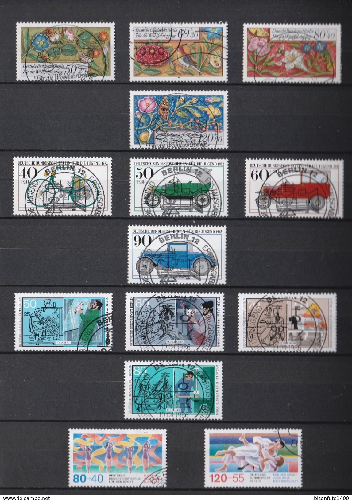 Jolie Petite Collection De Timbres Allemagne Berlin Avec Jolies Oblitérations Et Séries Complètes (voir Les 15 Photos) - Collections (en Albums)