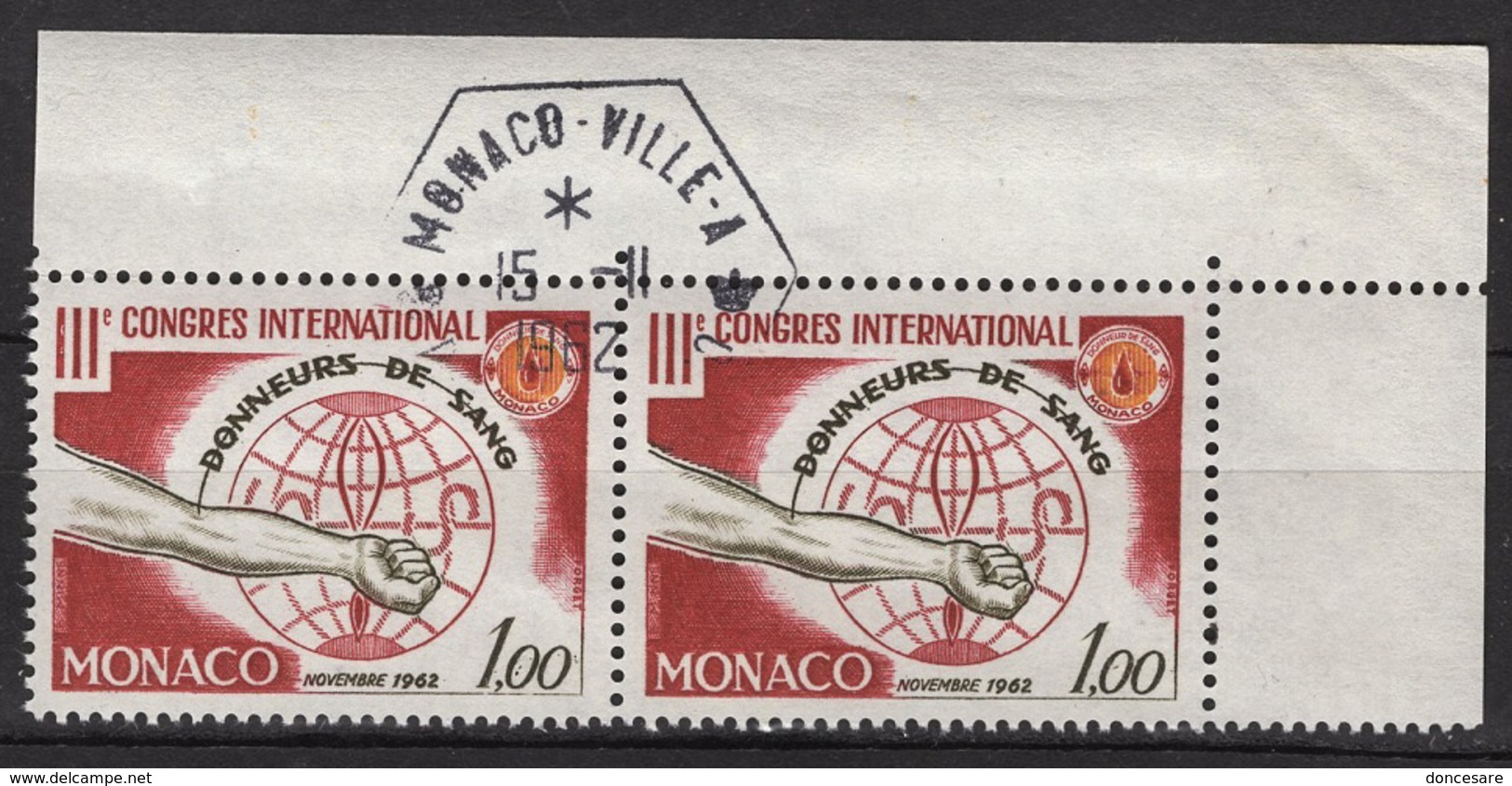 MONACO 1962 PAIRE N° 598 OBLITERES / FD584 - Oblitérés