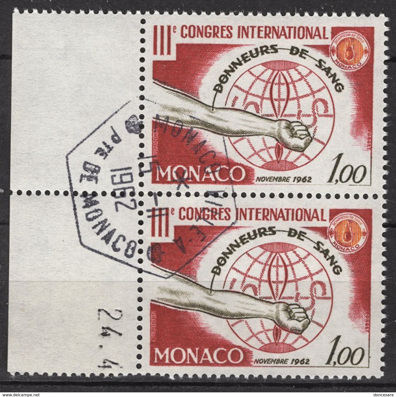 MONACO 1962 PAIRE N° 598 OBLITERES / FD587 - Oblitérés