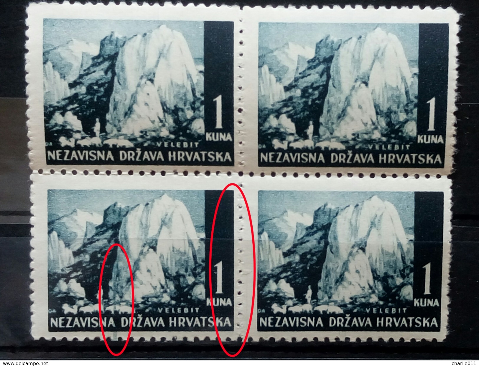 LANDSCAPES-VELEBIT-1 K-BLOCK OF FOUR-ERROR-LINE-NDH-CROATIA-1941 - Croatia