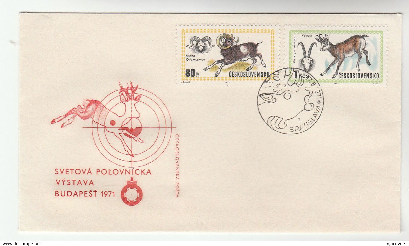 1971 CZECHOSLOVAKIA FDC Stamps GOAT , Cover Illus DEER HUNTING - FDC