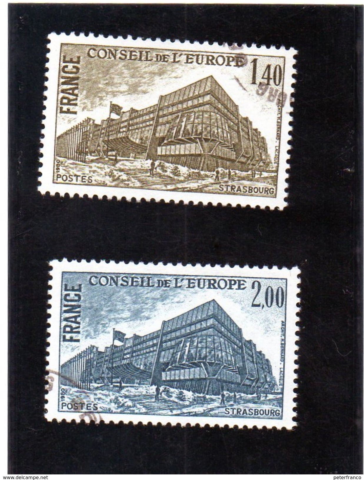 B - Francia 1980 - Consiglio D'Europa - Palazzo Del Consiglio Di Strasburgo - Afgestempeld