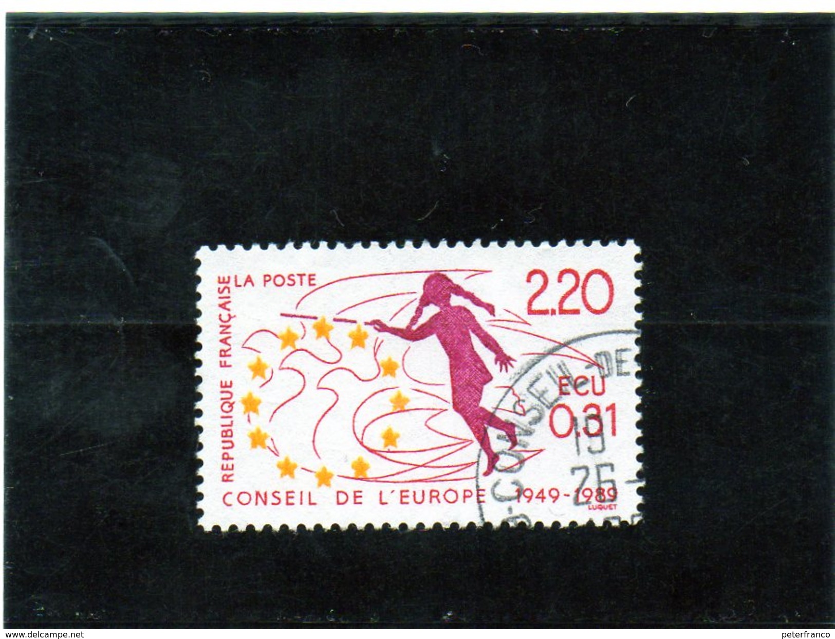 B - Francia 1989 - 40° Ann. Consiglio D'Europa - Afgestempeld