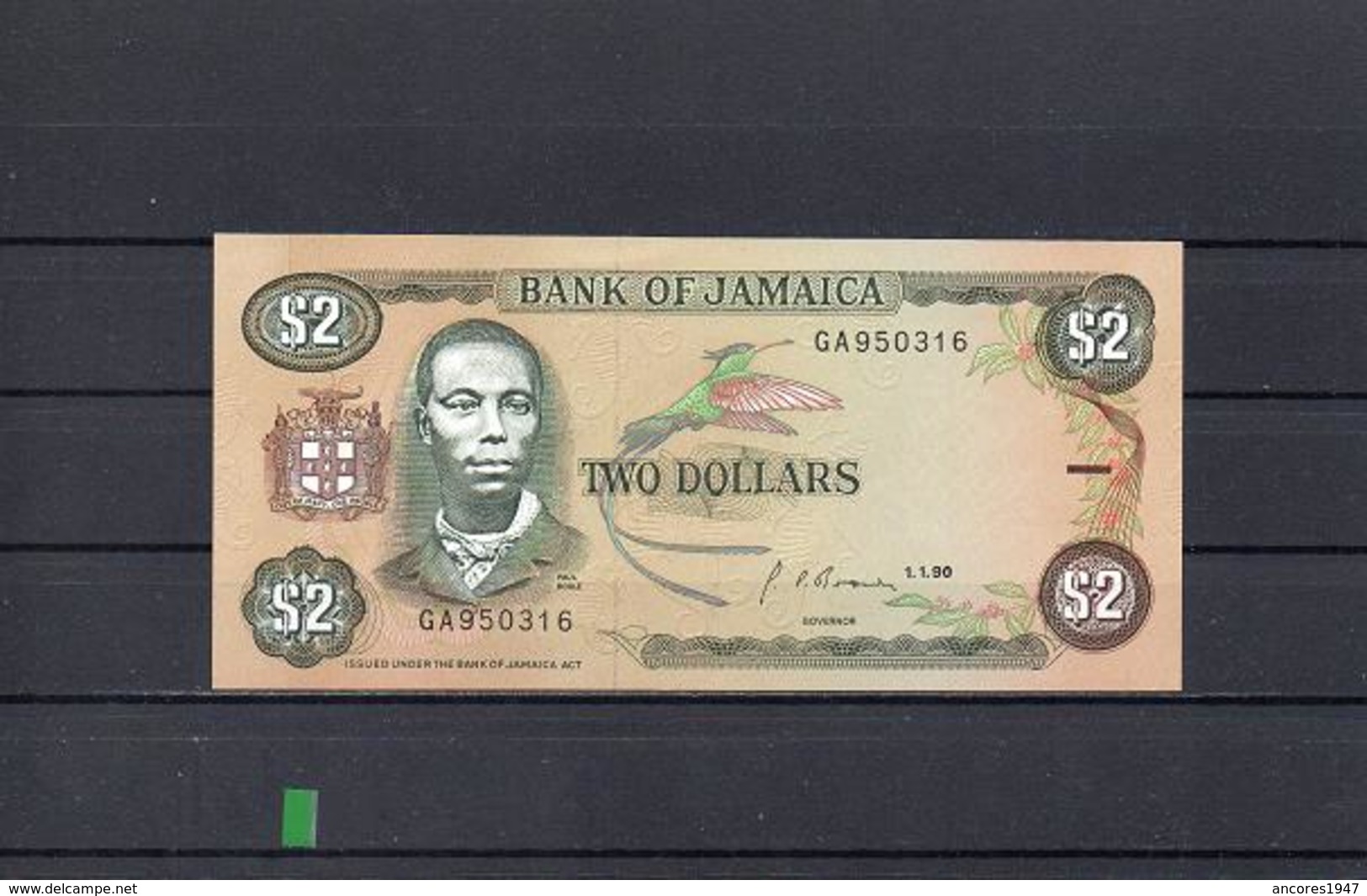 JAMAICA 1990, 2 DOLLARS, PK-69d, SC-UNC, 2 ESCANER - Jamaica