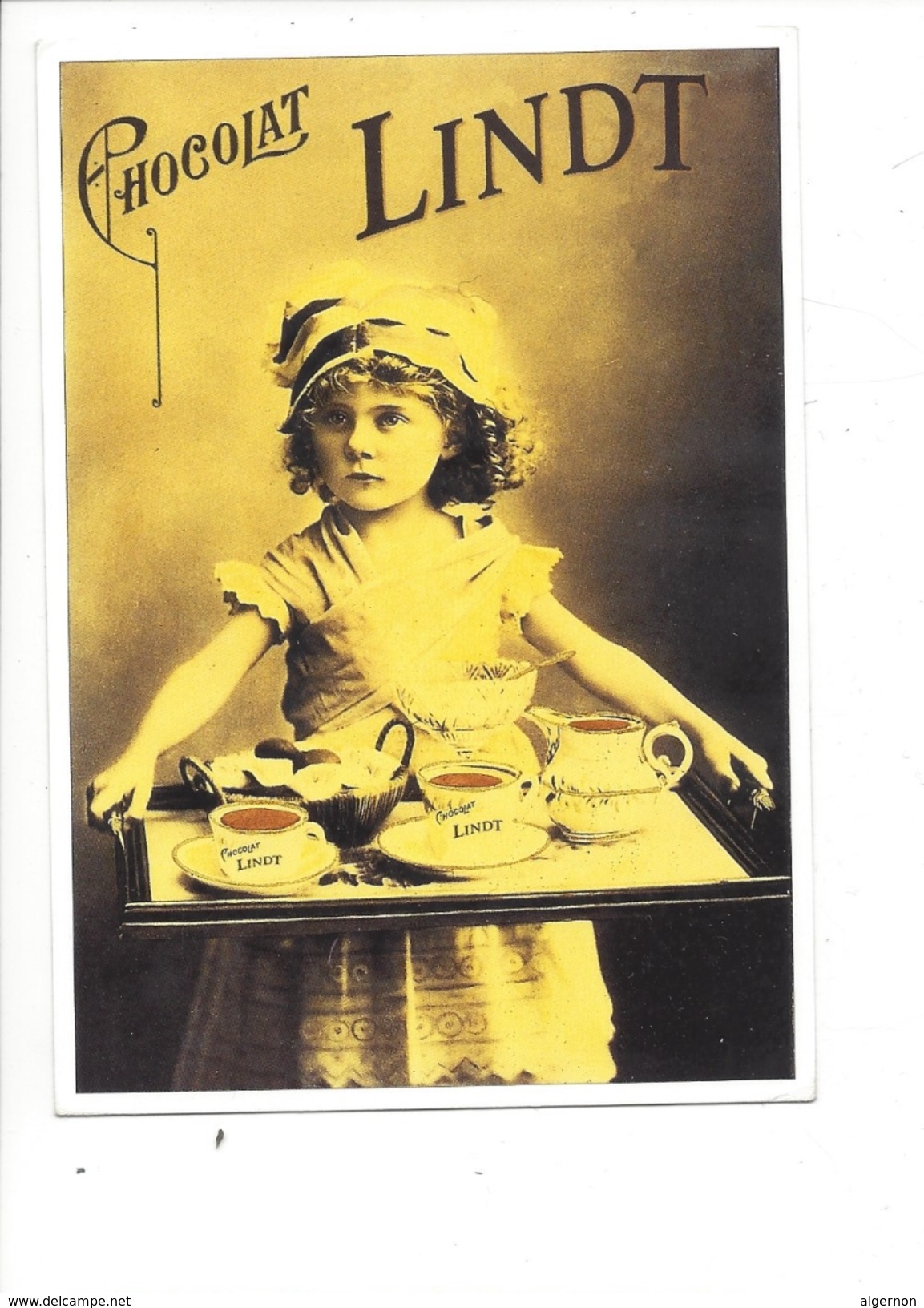 16319 - Chocolat Lindt Fillette Avec Plateau De Service  Reproduction D'affiche - Publicité