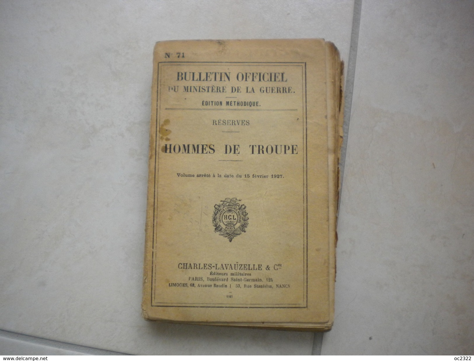 BULLETIN OFFICIEL DU MINISTÈRE DE LA GUERRE N° 71 De 1927 - Documents