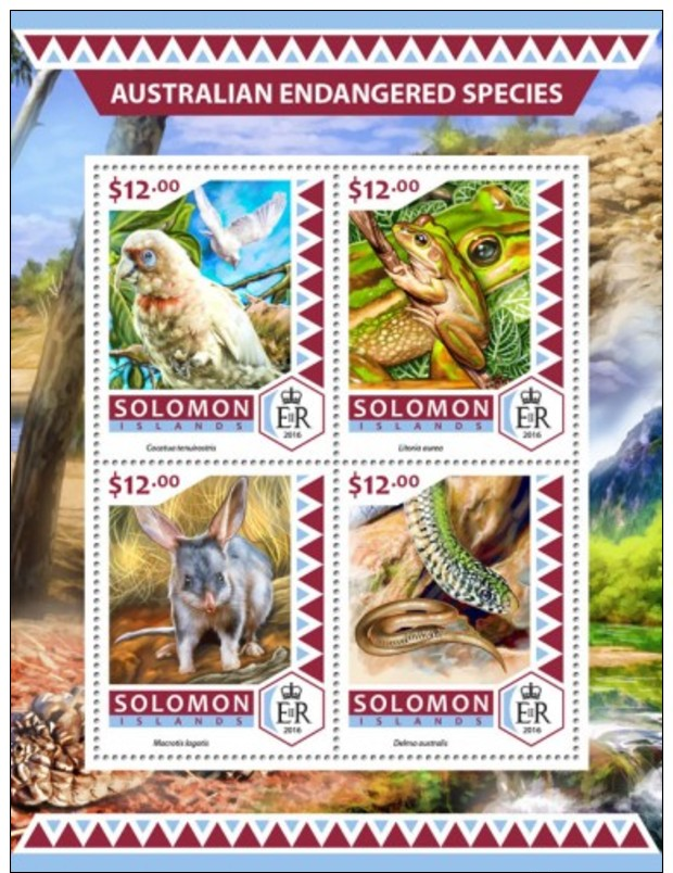 Z08 SLM16521a SOLOMON ISLANDS 2016 Australian Endangered Species MNH ** Postfrisch - Salomon (Iles 1978-...)