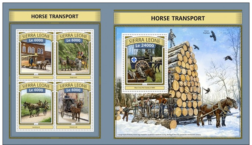 Z08 SRL161104ab SIERRA LEONE 2016 Horse Transport MNH ** Postfrisch Set - Sierra Leone (1961-...)