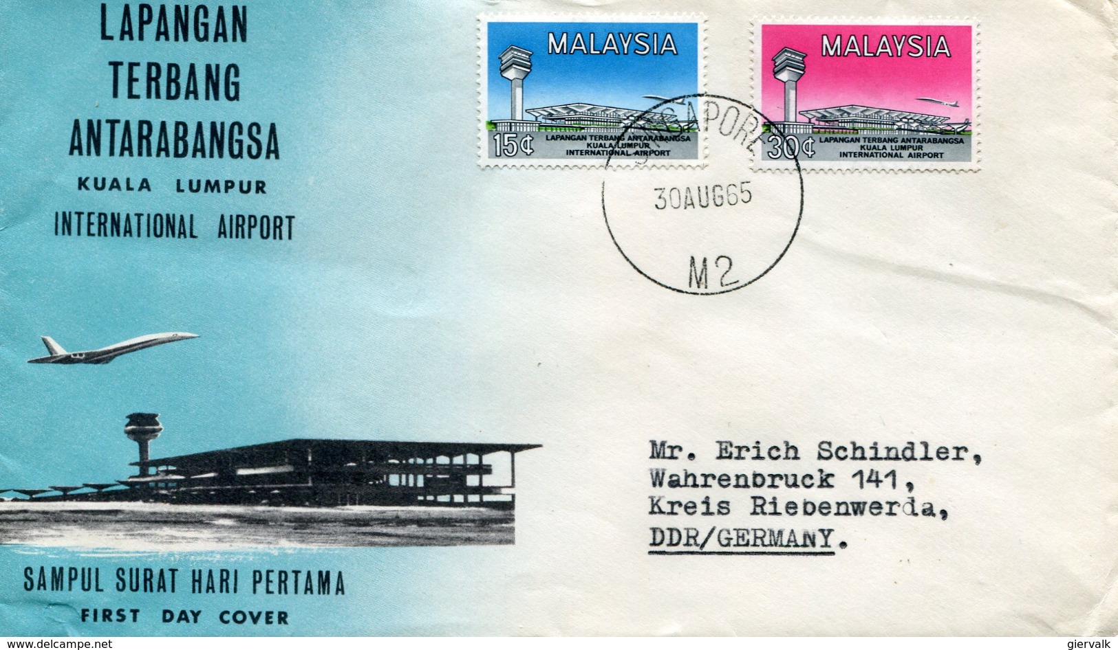 MALAYSIA 1965 FDC INTERNATIONAL AIRPORT. - Maleisië (1964-...)
