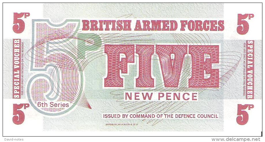 British Armed Forces - Pick M44 - 5 New Pence 1972 - Unc - British Military Authority