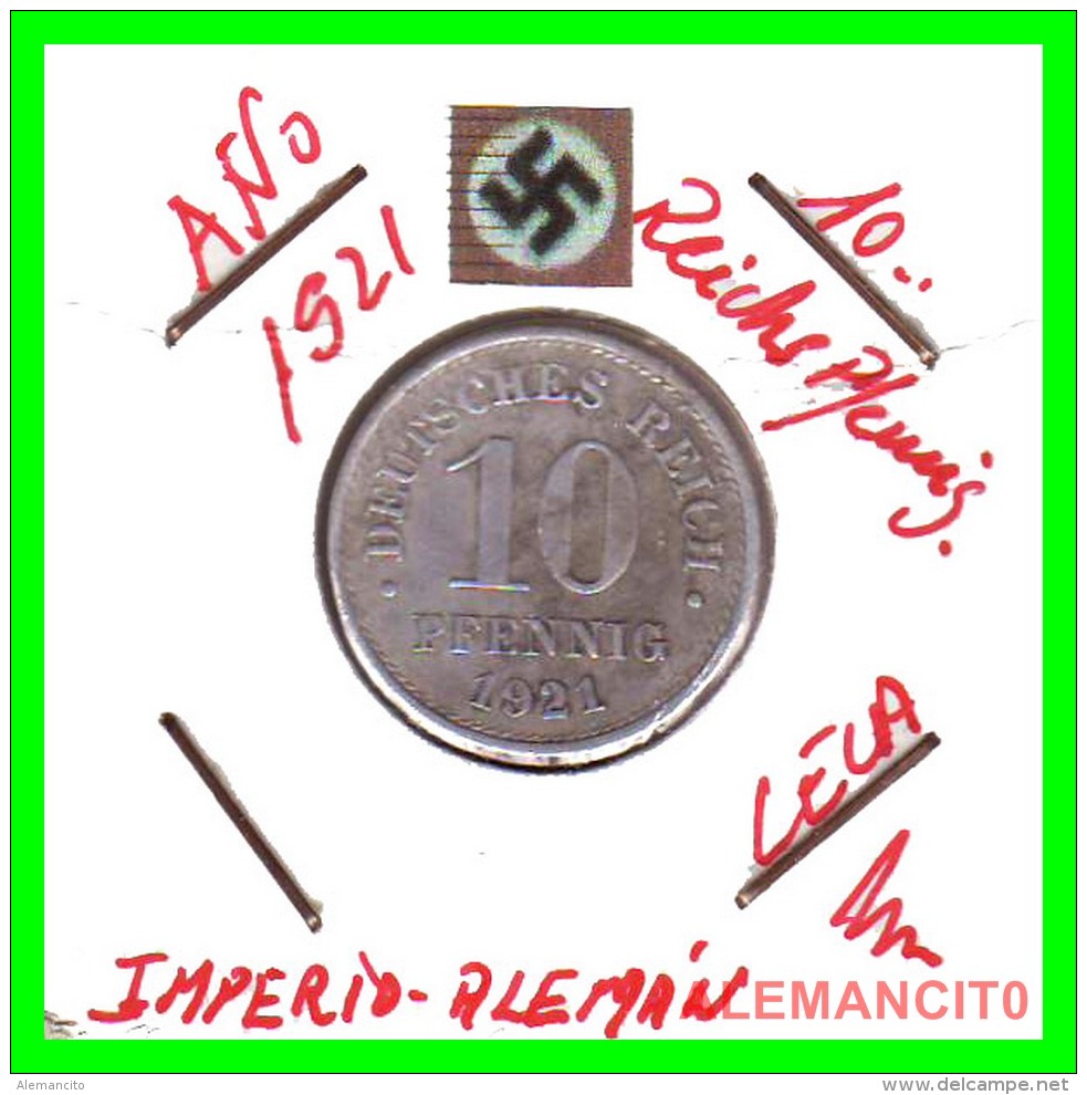 GERMANY  -  IMPERIO - DEUTSCHES REICH - 10 Pfn. AÑO 1921- IRON   HIERRO - 10 Rentenpfennig & 10 Reichspfennig