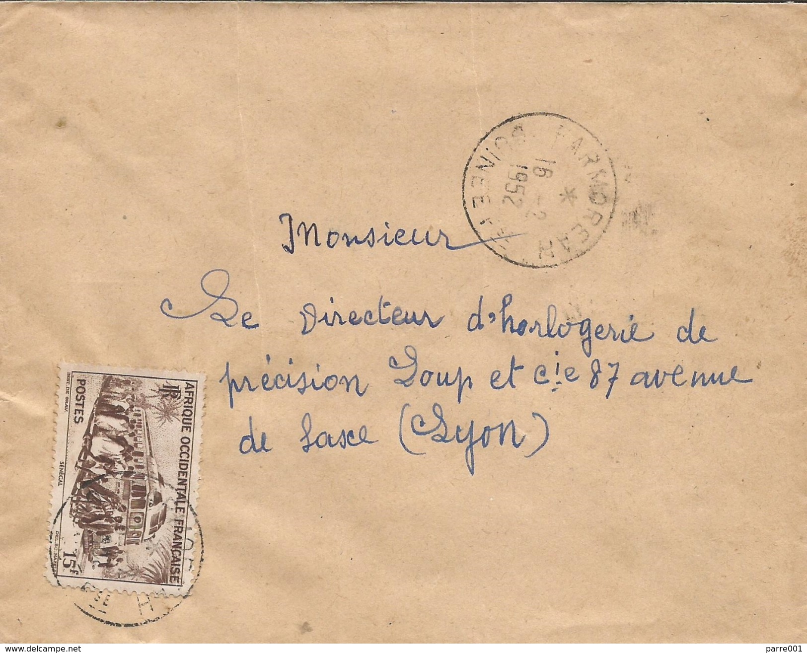 Guinee Guinea AOF 1952 Farmoreah Train Cover - Brieven En Documenten