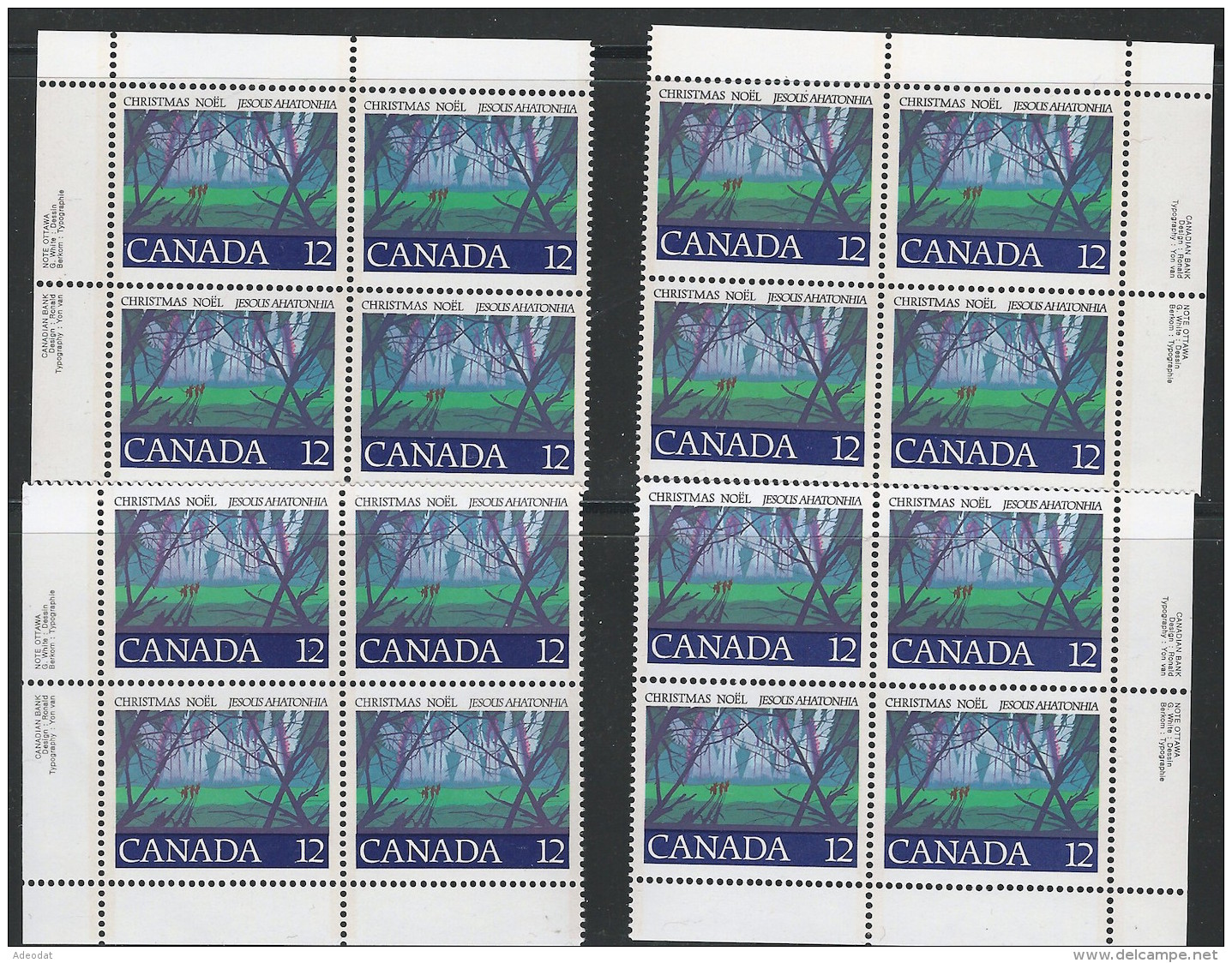 CANADA 1977 SCOTT 742 CORNER BLOCKS SET - Neufs