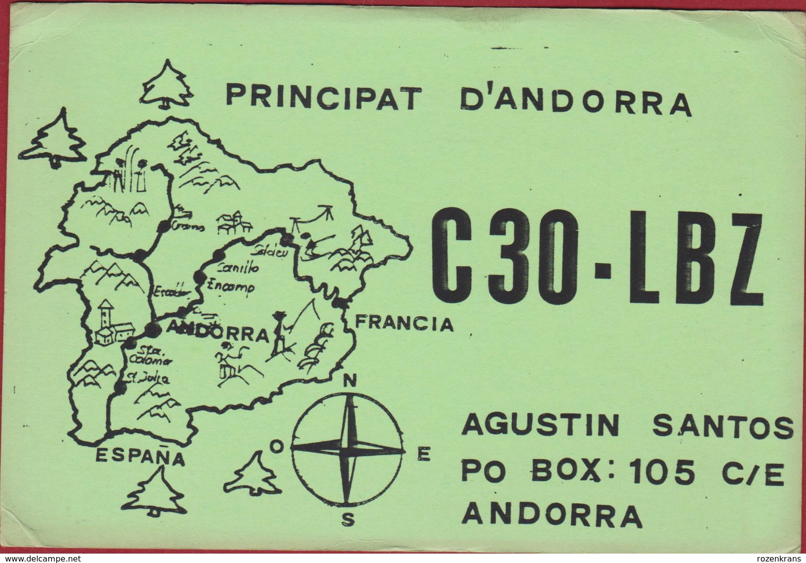 Principat D' Andorra 1985 QSL Card Amateur Radio Station (folded Corners) - Amateurfunk