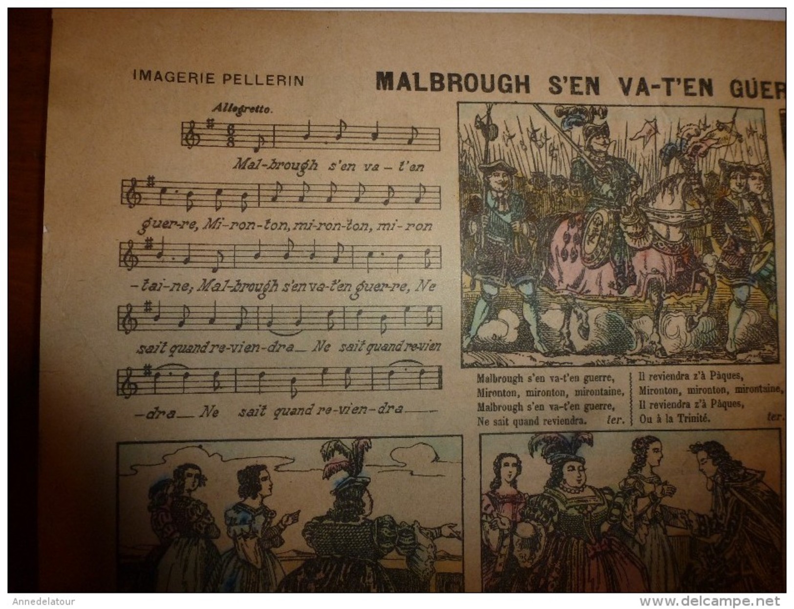 Vers 1900  Imagerie Pellerin           MALBROUGH S'EN VA-T'EN GUERRE.....                Imagerie D'Epinal  N° 442 - Collections