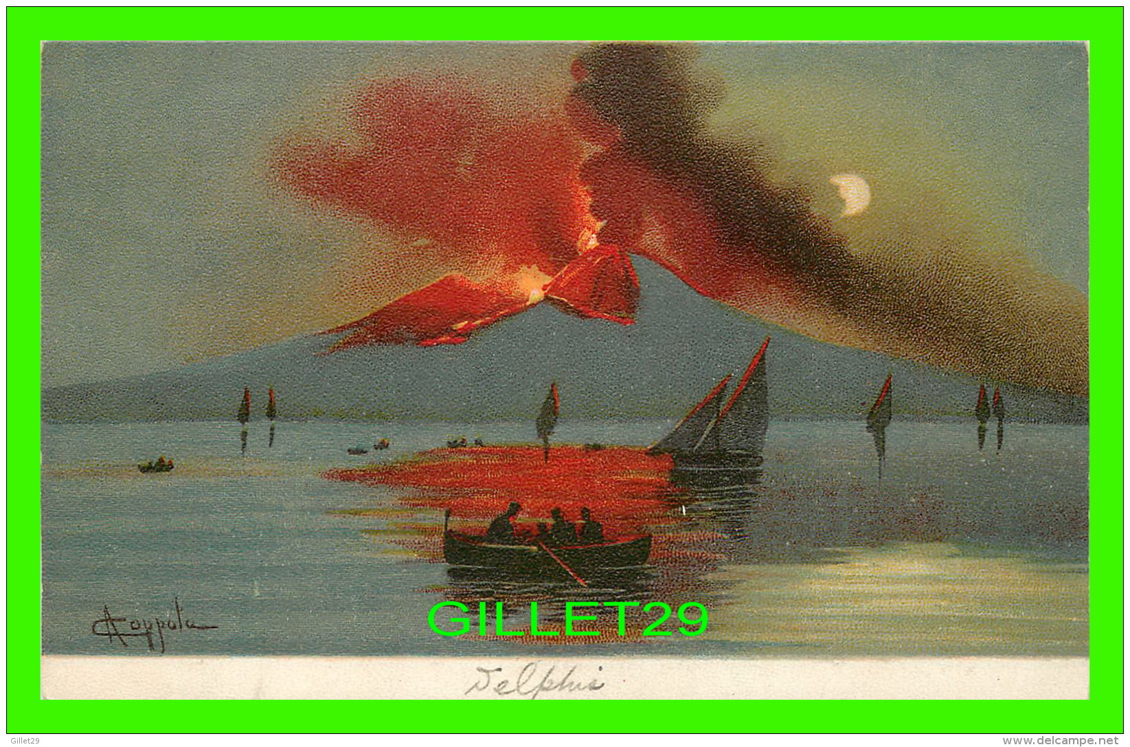 LOTS - 5 CARTES DE DELPHIS - MOUNT VESUVIUS IN ERUPTION - SÉRIES 60- 1-2-3-5-6- - UNDIVIDED BACK - - 5 - 99 Cartes